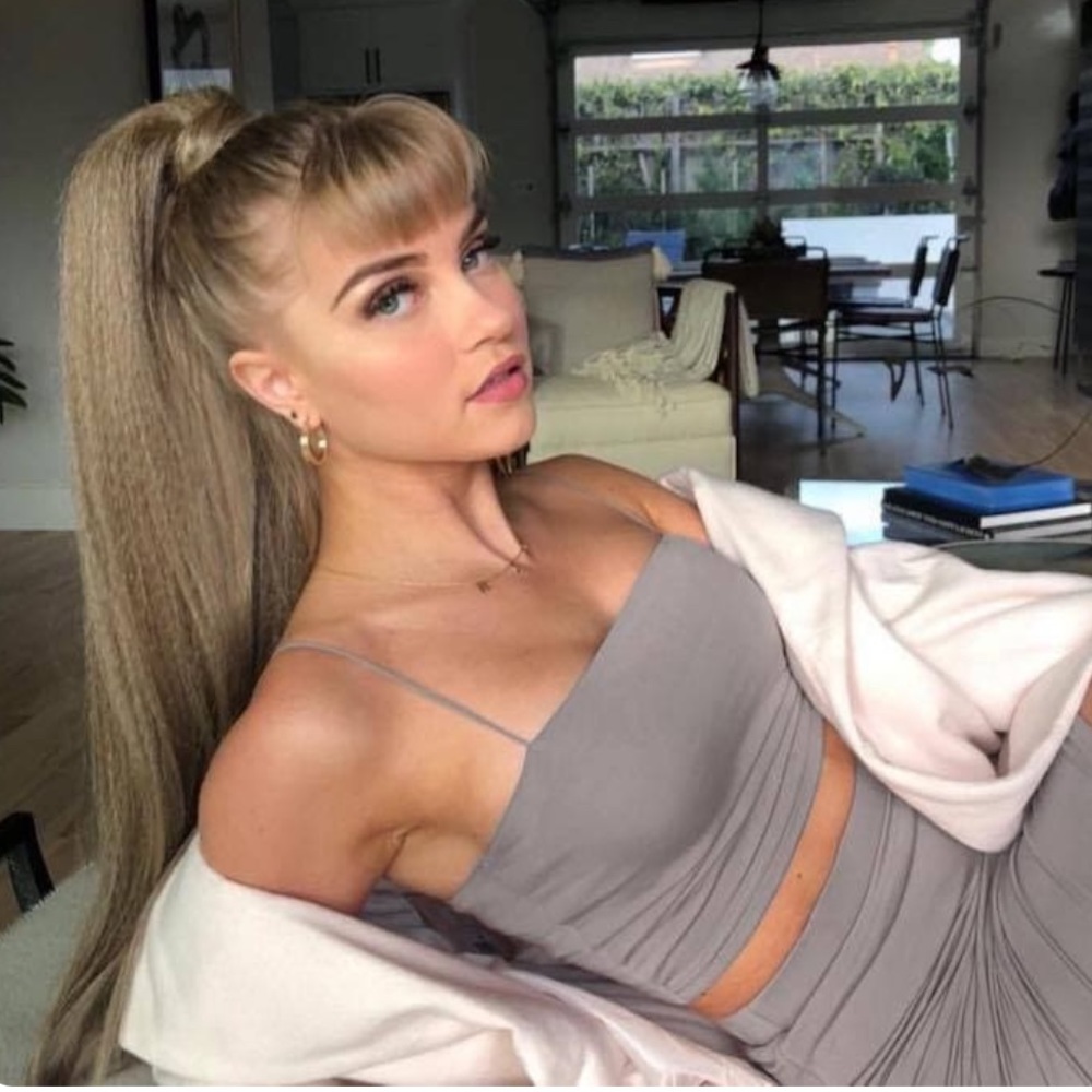 Miya ponytail extension in ash blonde INH Hair